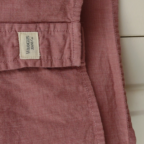 Men's Wrangler All Cotton Red Western BD LS Lightweight Button Pocket Shirt - Picture 5 of 9